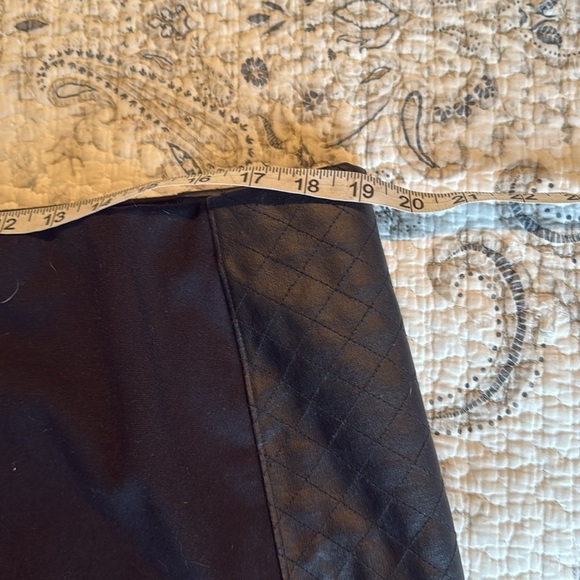 Elegant Black in Black Skirt with Faux Leather Side Detail. - Picture 5 of 6